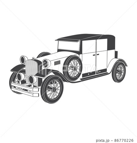 Monochromatic graphic design of an American retro car. Vector illustration. 86770226