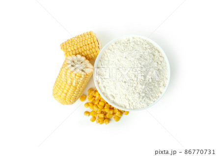 Corn and flour isolated on white background 86770731