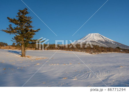 富士山 高原の雪景色 富士山 高原の雪景色 86771294