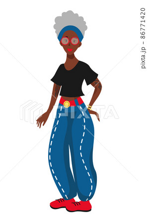 Black woman in stylish modern clothes - Vector Black woman in stylish modern clothes - Vector 86771420
