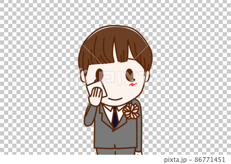 (上身前)被正裝感動流淚用手帕擦拭的男學生 (上身前)被正裝感動流淚用手帕擦拭的男學生 86771451