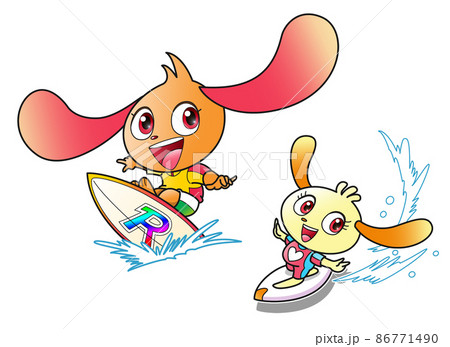 ウサギ,キャラクター ,サーフィン,ふたり 86771490