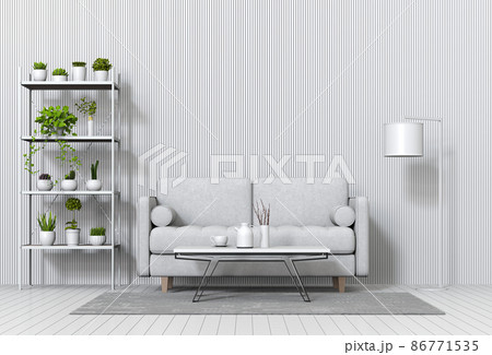 Living room interior in modern style, 3d render with sofa and decorations. 86771535