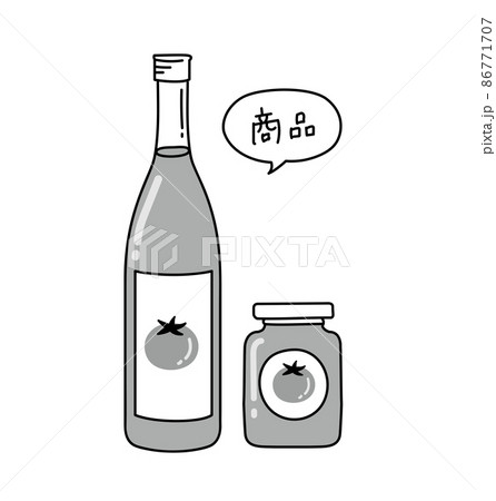 6次産業化　六次産業　商品化　加工　イラスト　女性　モノクロ　白黒 86771707