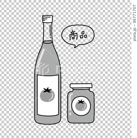 6次産業化　六次産業　商品化　加工　イラスト　女性　モノクロ　白黒 86771707