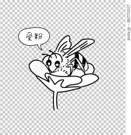 Bee pollination work illustration monochrome black and white 86772027