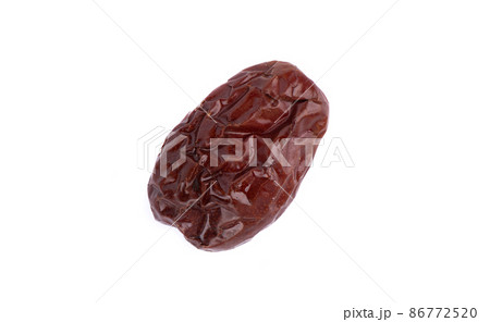 Top view of dried dates isolated on white background. 86772520