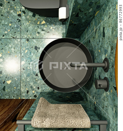 3D Rendering Modern Bathroom Design with Tiles under Concrete and Marble 3D Rendering Modern Bathroom Design with Tiles under Concrete and Marble 86772993