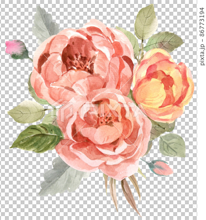 Dusty pink, cream rose, pale flowers, white anemone horizontal botanical design. Eucalyptus, emerald and burgundy greenery card. Floral pastel watercolor 86773194