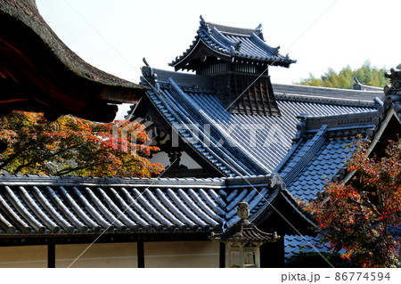 京都・長岡京　光明寺　中庭からみえる屋根 86774594