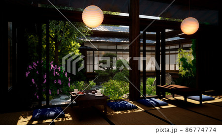 和風カフェ・春の花 86774774