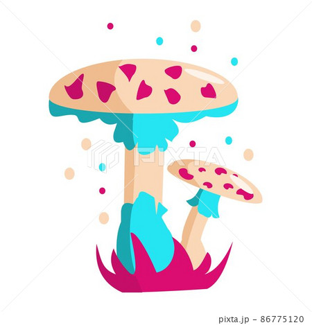 Pink blue fly agaric Magic fantasy mushroom isolated on white background. Cartoon vector illustration Pink blue fly agaric Magic fantasy mushroom isolated on white background. Cartoon vector illustration 86775120