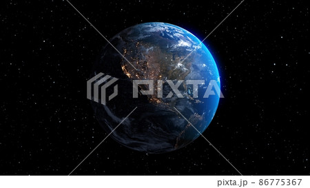 Planet earth with realistic geography surface and orbital 3D cloud atmosphere Planet earth with realistic geography surface and orbital 3D cloud atmosphere 86775367