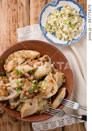 Ukrainian dumplings. Top view Ukrainian dumplings. Top view 86775876