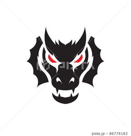 face scare black dragon logo design, vector graphic symbol icon illustration creative idea 86776162