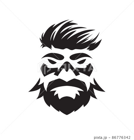 old man with beard and hairstyle logo design, vector graphic symbol icon illustration creative idea 86776342