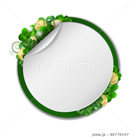 St. Patricks Day banner with clover leaves and golden coins 86776547