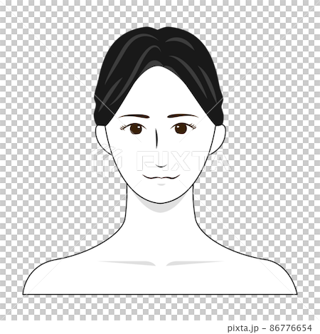 亞洲女性面部黑白線條畫的白色背景矢量圖,用於美容治療和按摩等美容 亞洲女性面部黑白線條畫的白色背景矢量圖,用於美容治療和按摩等美容 86776654