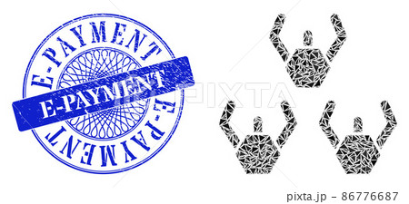 Rubber E-Payment Stamp and Triangle Microrobots Mosaic 86776687