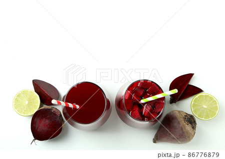 Concept of healthy drink with beetroot smoothie 86776879