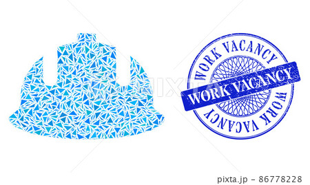 Textured Work Vacancy Seal and Triangle Construction Helmet Mosaic 86778228