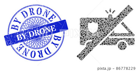 Grunge By Drone Badge and Triangle No Police Car Mosaic 86778229