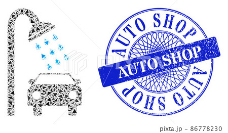 Rubber Auto Shop Stamp and Triangle Car Shower Mosaic 86778230