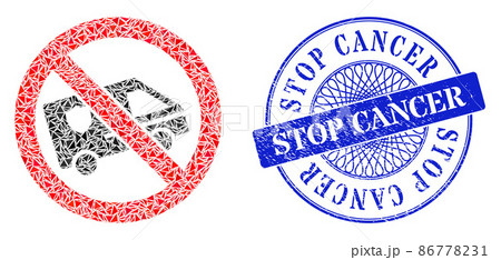 Grunge Stop Cancer Seal and Triangle Forbidden Patrol Car Mosaic Grunge Stop Cancer Seal and Triangle Forbidden Patrol Car Mosaic 86778231