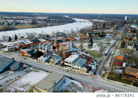 Aerial view of Cayuga, Ontario, Canada on fine winter day Aerial view of Cayuga, Ontario, Canada on fine winter day 86778391