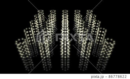 キラキラ光る柱状の粒子の環たち。デジタル空間で蓄積されたデータの沢山のアレイ。 86778622