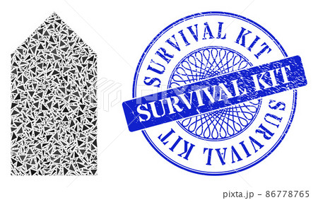 Scratched Survival Kit Stamp Seal and Triangle Direction Up Mosaic Scratched Survival Kit Stamp Seal and Triangle Direction Up Mosaic 86778765