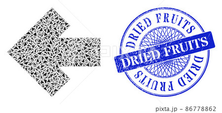 Distress Dried Fruits Stamp Seal and Triangle Arrow Left Mosaic 86778862