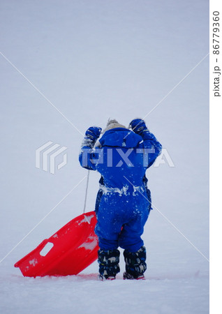 そり滑りをする男の子 86779360