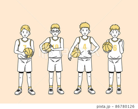 バスケットボール 男子 バスケ部 クラブ活動 部活 スポーツ 男の子 全身 イラストのイラスト素材