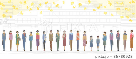 駅前を歩く学生と社会人 86780928