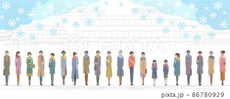 駅前を歩く学生と社会人 86780929