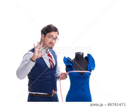 Male tailor isolated on white background Male tailor isolated on white background 86781471