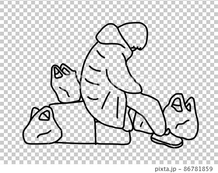 路上生活者の線画イラスト 路上生活者の線画イラスト 86781859