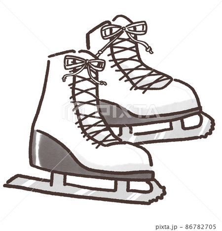 白いフィギュアスケート靴のイラストのイラスト素材 [86782705