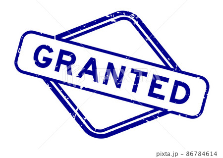 Grunge blue granted word rubber seal stamp on white background 86784614