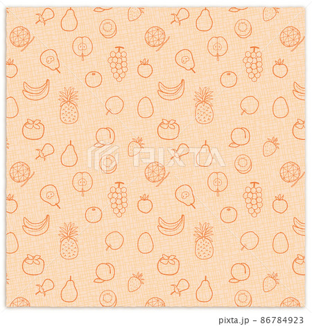 果物の線画パターン柄 クリーム色 86784923