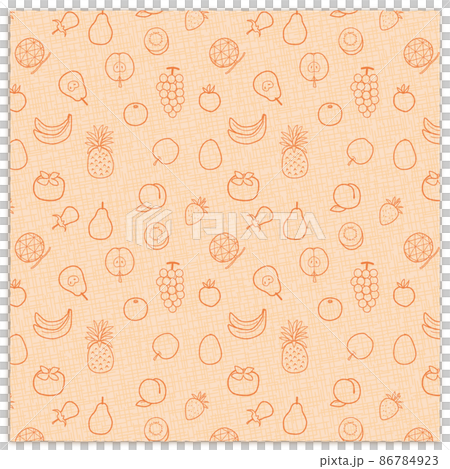 果物の線画パターン柄 クリーム色 86784923