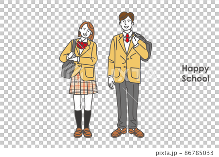 仲良しの高校の同級生の男女のイラスト 仲良しの高校の同級生の男女のイラスト 86785033
