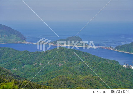 遠目木山頂からの中島と甑大明神橋と鹿の子大橋 遠目木山頂からの中島と甑大明神橋と鹿の子大橋 86785876