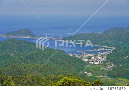 遠目木山頂からの中島と甑大明神橋 86785879