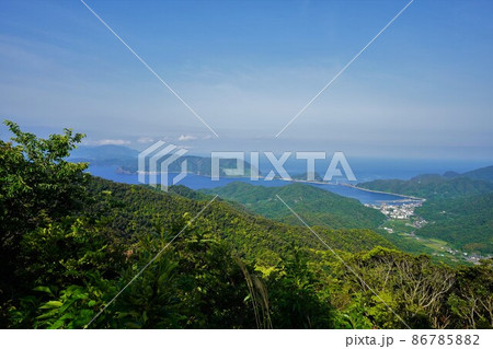 遠目木山頂からの中島と甑大明神橋と鹿の子大橋 86785882