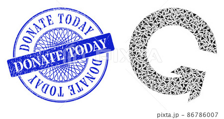Grunge Donate Today Badge and Triangle Rotate Ccw Mosaic 86786007