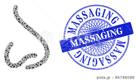 Grunge Massaging Stamp and Triangle Human Nose Mosaic 86786086