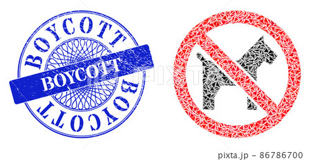 Textured Boycott Stamp and Triangle No Dogs Mosaic Textured Boycott Stamp and Triangle No Dogs Mosaic 86786700