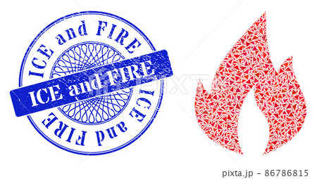 Distress Ice and Fire Stamp and Triangle Fire Flame Mosaic 86786815